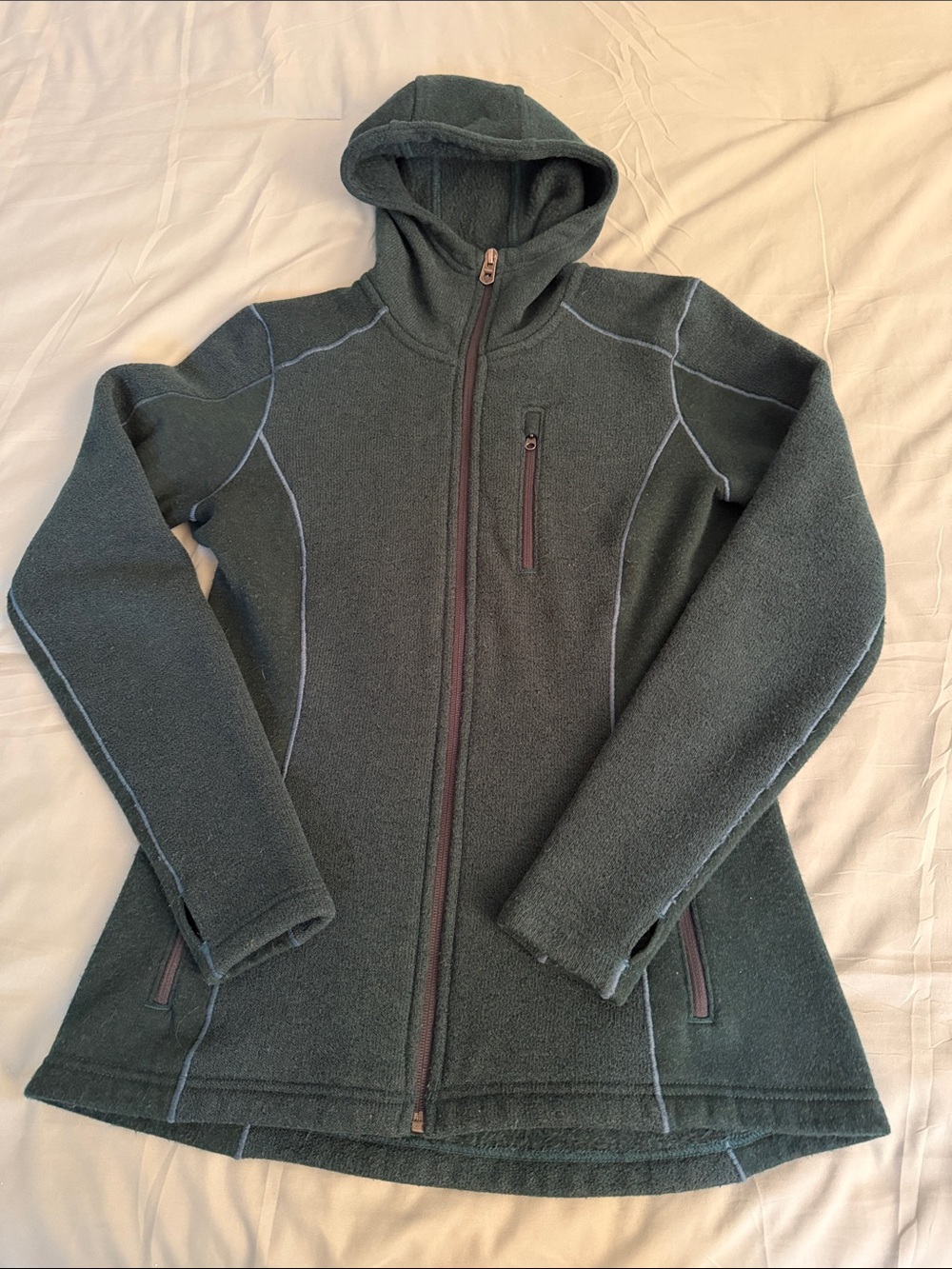Women's Hooded Full-Zip Fleece Jacket - Dark Green XS